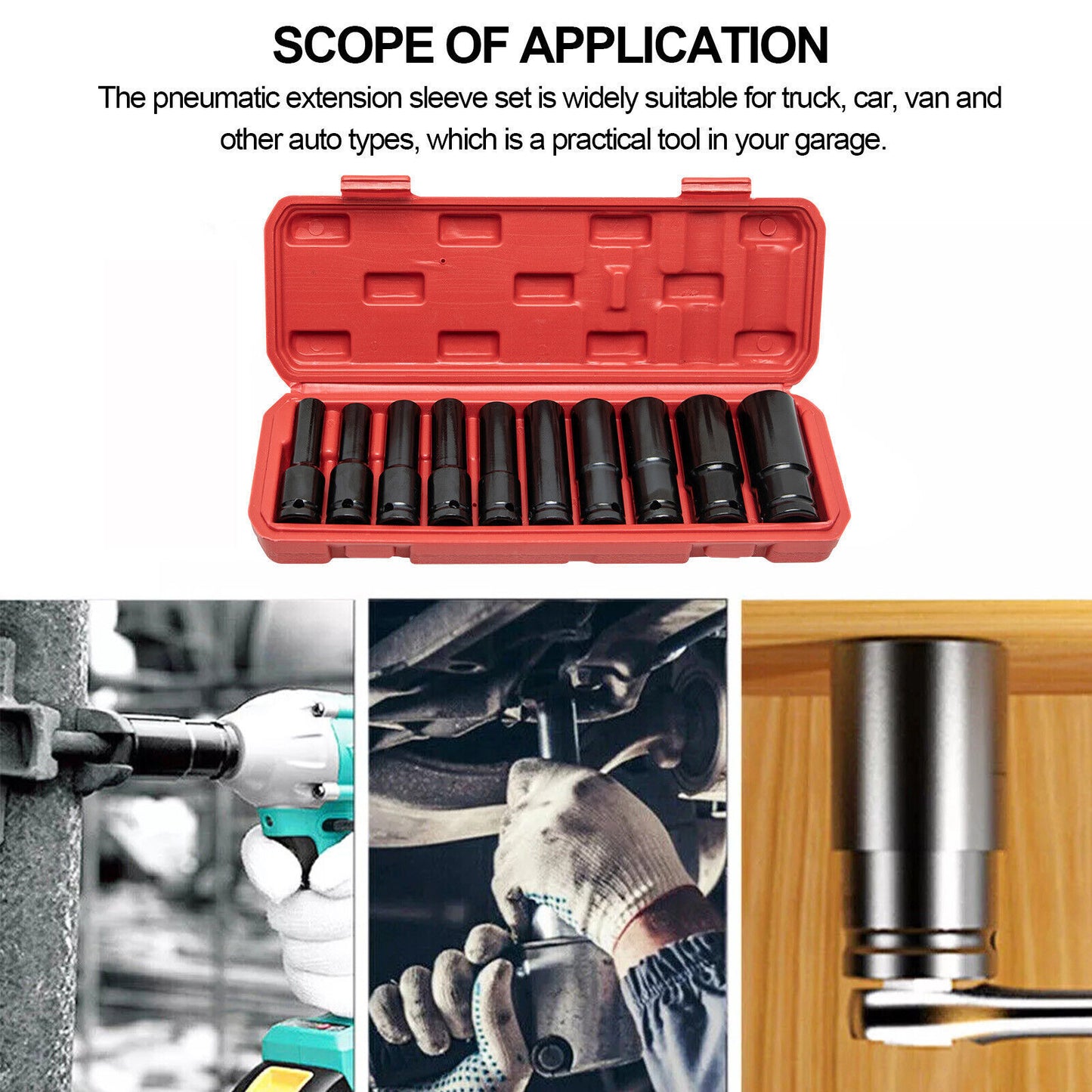 10 Deep Impact Socket Set Heavy Duty 12Drive 10-24 Metric Tool Set