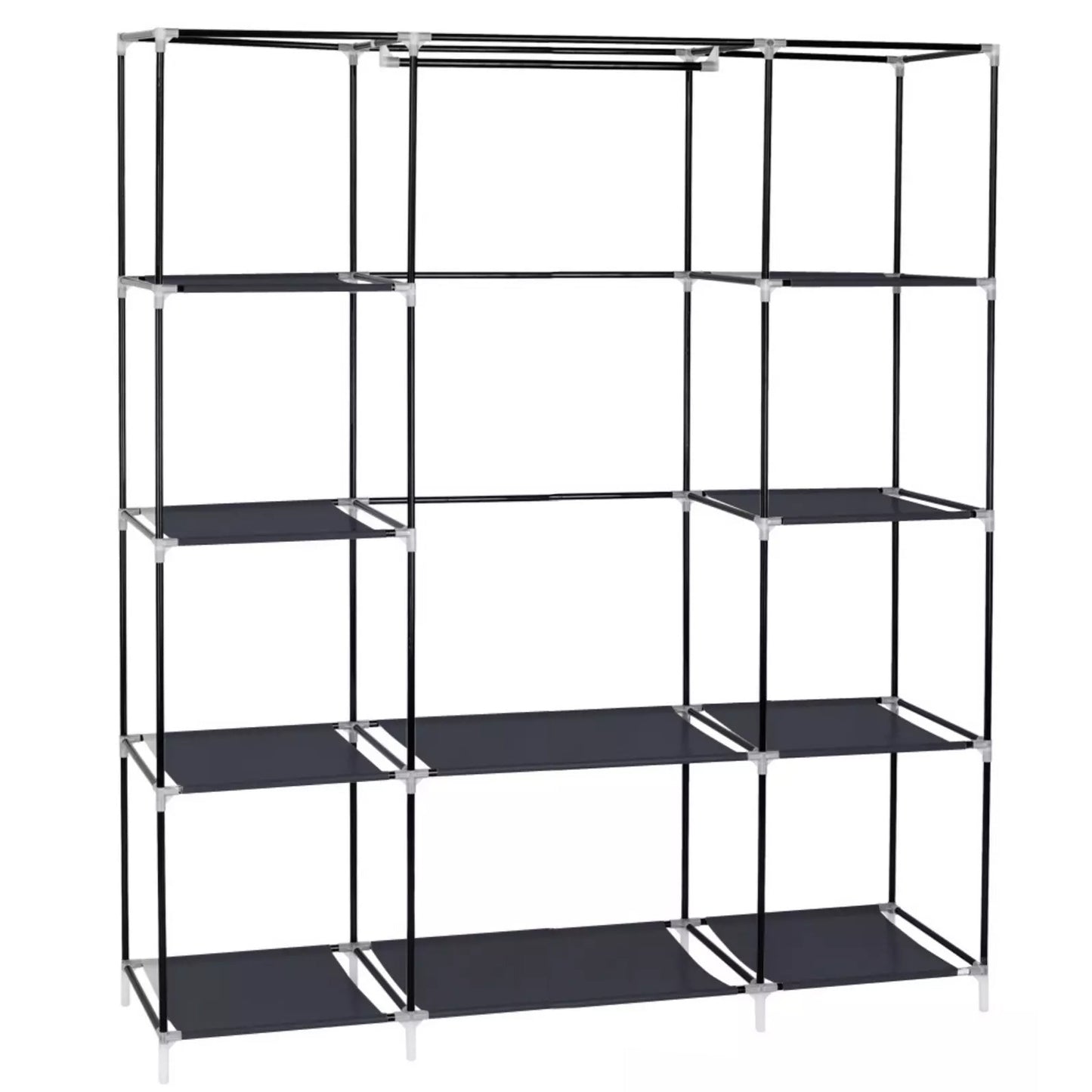 Fabric Canvas Wardrobe Clothes Storage Cupboard Hanging Rail Shelving Practical