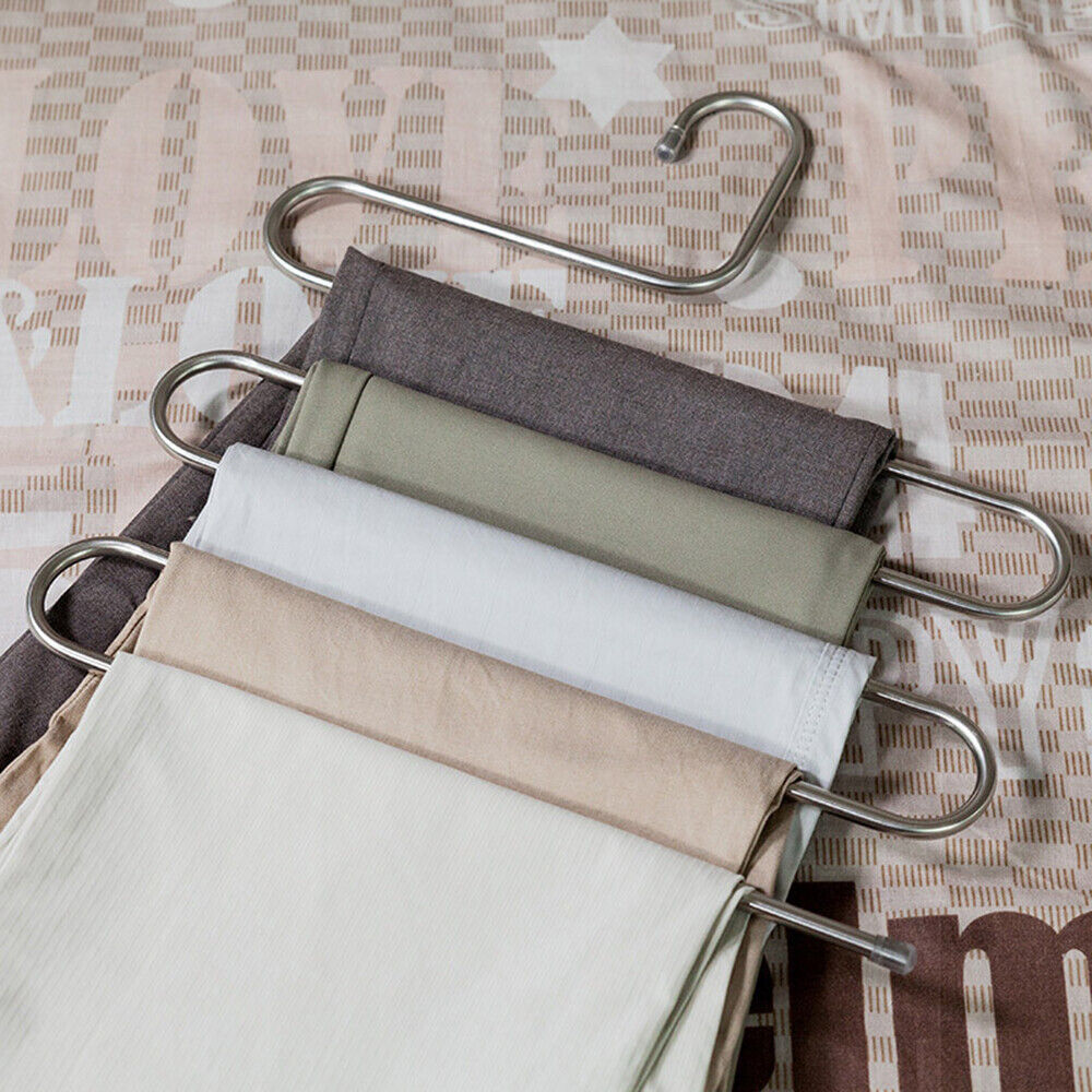 3pcs Clothes Pants Trouser Hanger Multi Layer Storage Closet Space Saver Organizer