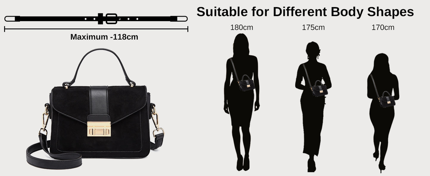 Miss Lulu Crossbody Bag for Women, Small Women's Top-Handle Bags, Suede Handbags for Shopping Traveling