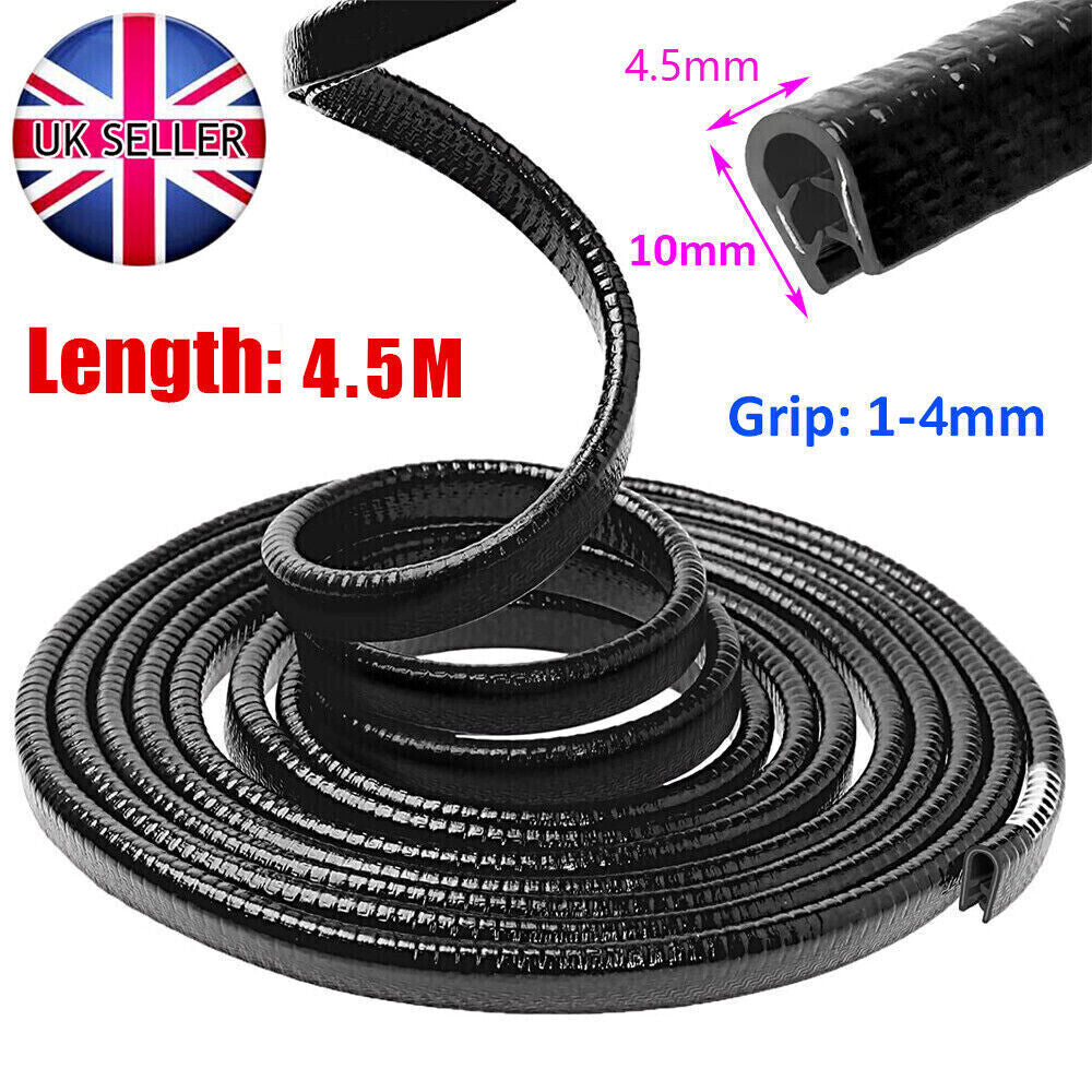 4.5M Car Door Boot Edge Protector Strip Trim U Shape Guard Seal Rubber Black UK