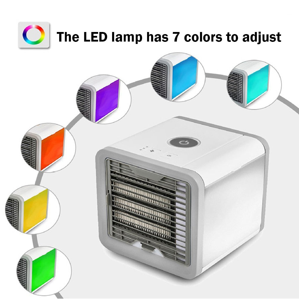 USB Mini Portable Air Conditioner Humidifier Purifier 7 Colors Light Desktop Air Cooling Fan Air Cooler Fan for Office Home