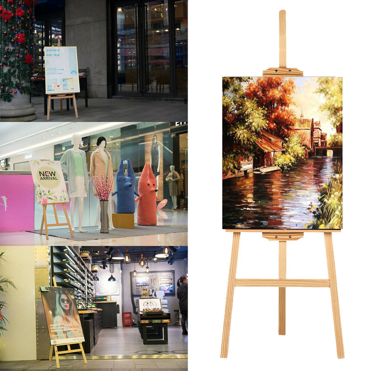 150cm Studio Wooden Easel Display Art Craft Artist Cafe Wedding Painting Stand