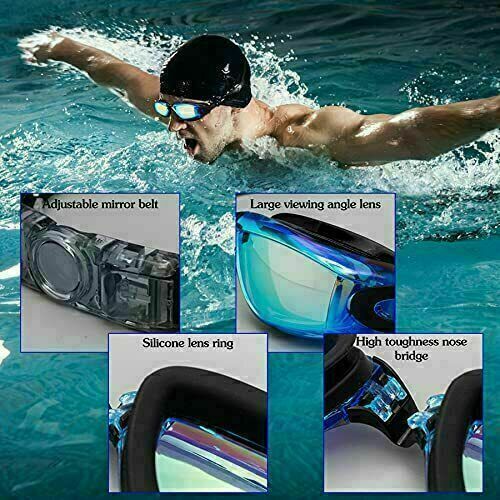 Anti Fog Swimming Goggles UV Glasses Adjustable Earbuds For Men Women Kids