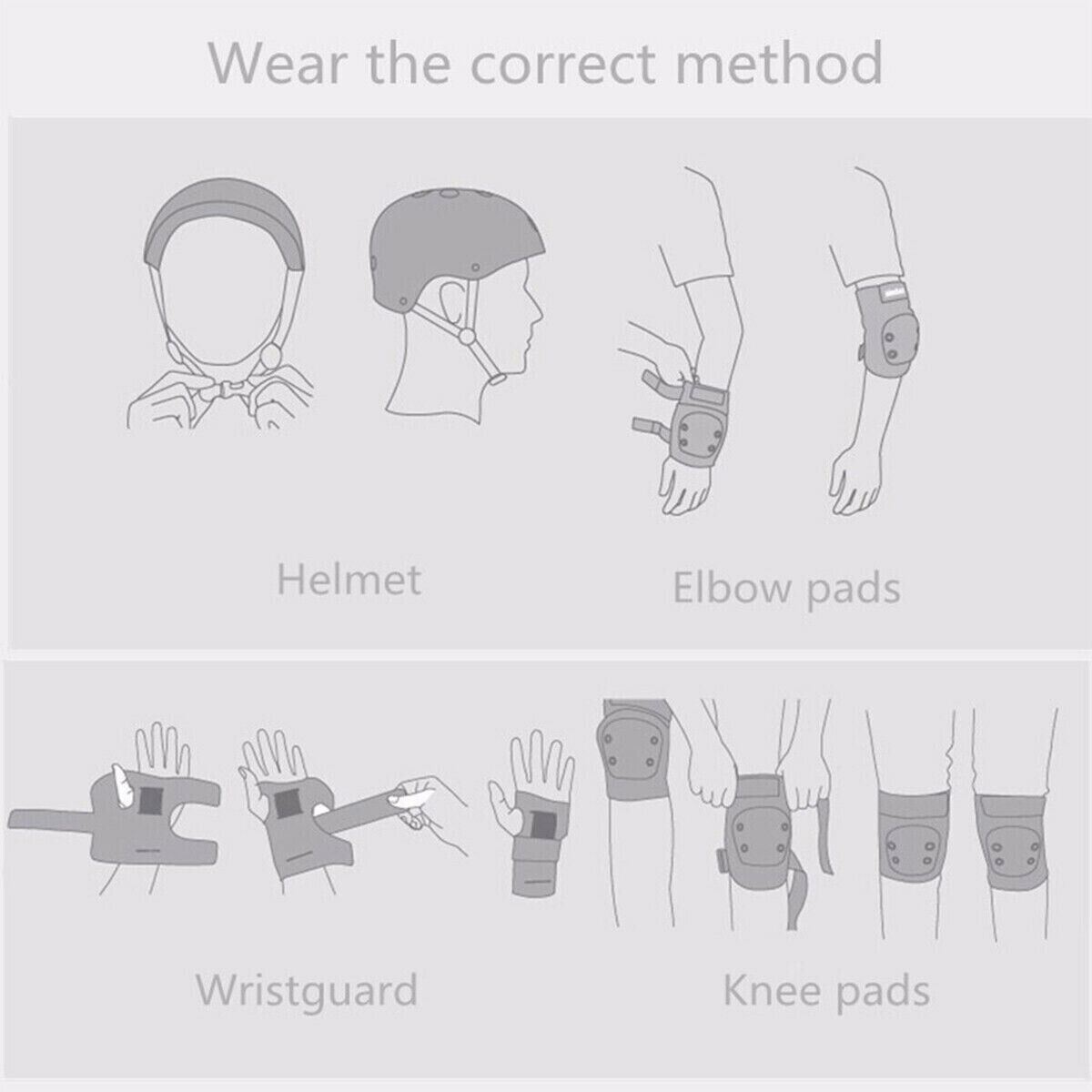 Kids Helmet For 3-10 Years Old Helmet And Knee Pads Set Adjustable Elbow &Wrist