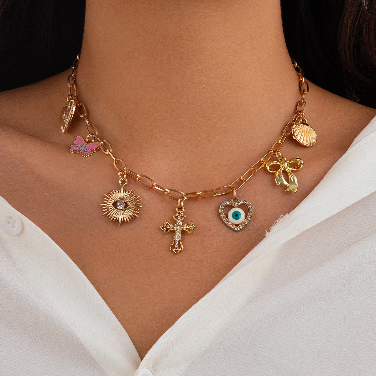Ocean style fish tail imitation pearl tassel necklace necklaces beach starfish shell pendant accessories