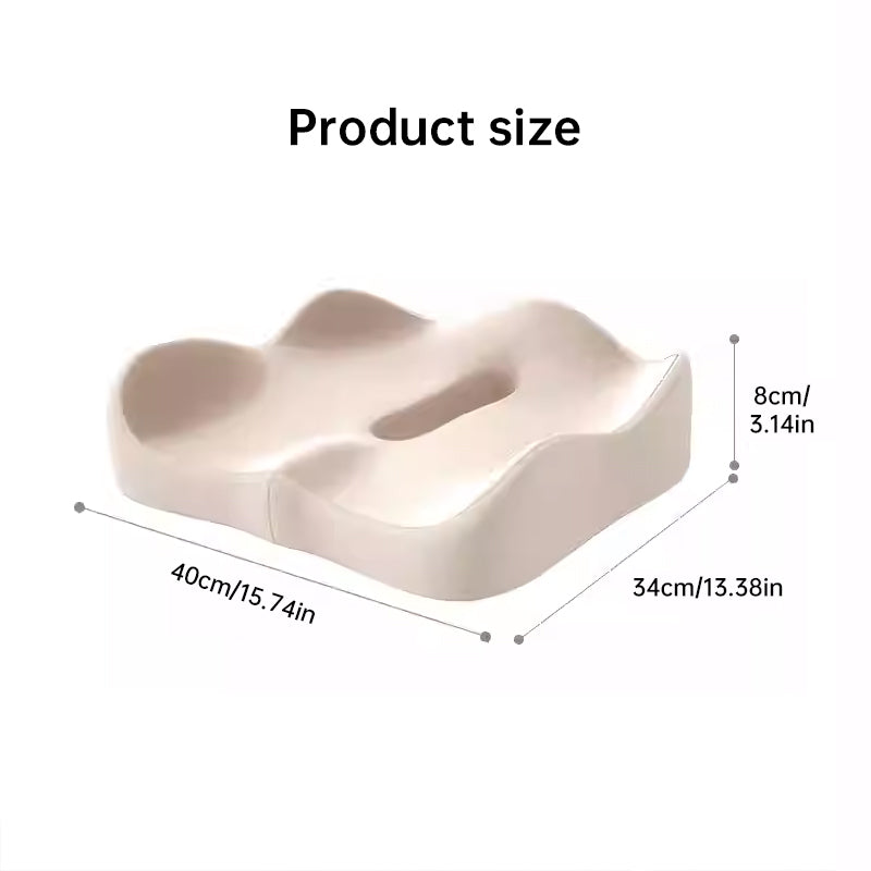Memory foam car seat cushion. Ergonomic support. Relieves back/coccyx pain. Universal fit.