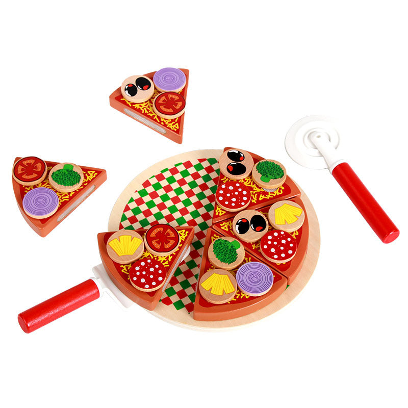 Wooden children's kitchen play house toys puzzle mushrooms pizza Christmas toy gifts