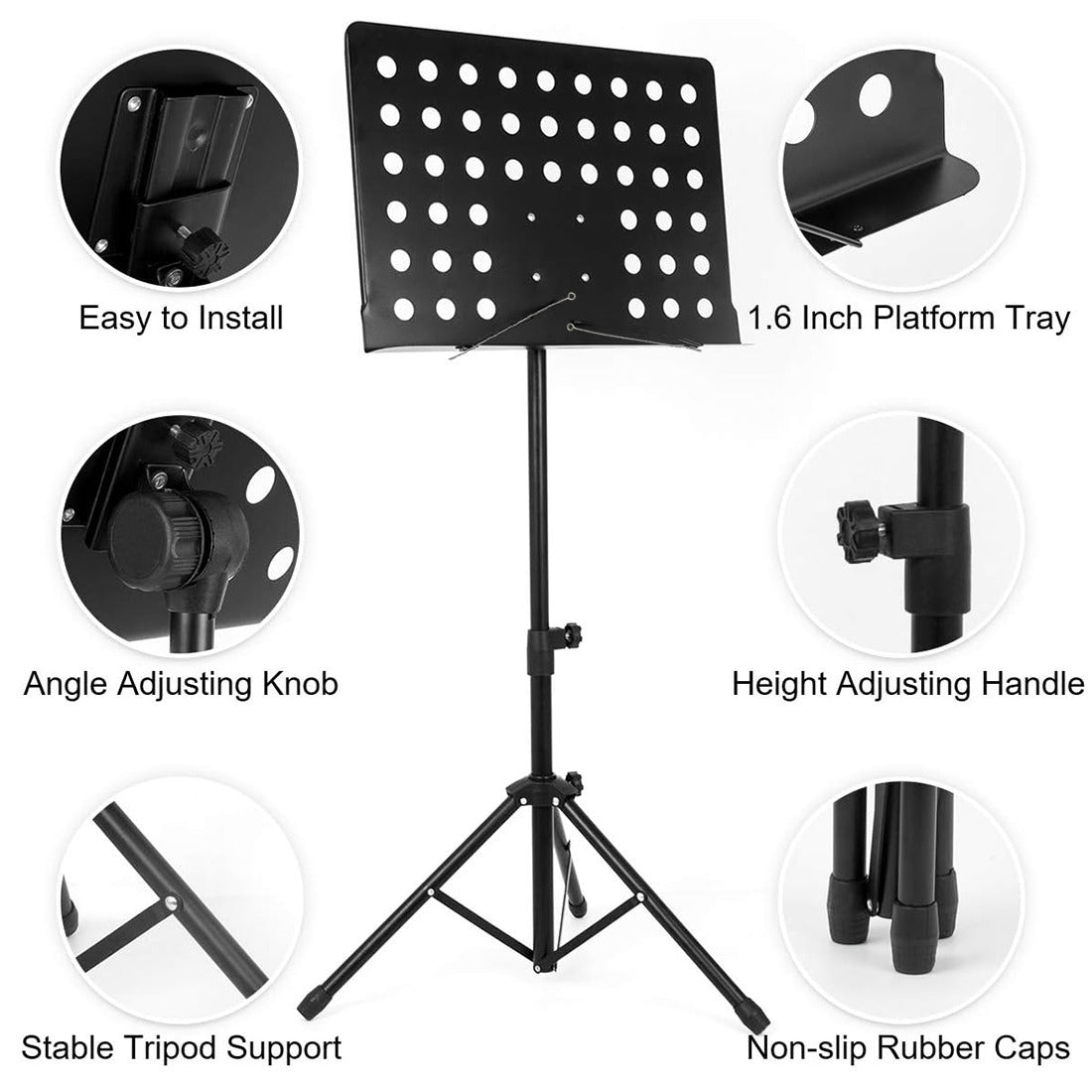 Heavy Duty Orchestral Music Stand Folding Adjustable Sheet Stand Tripod Base