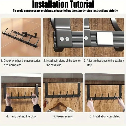 Key Coat Clothes Door Holder Rack Hook Wall Mounted Hanger 6 Hooks Aluminum
