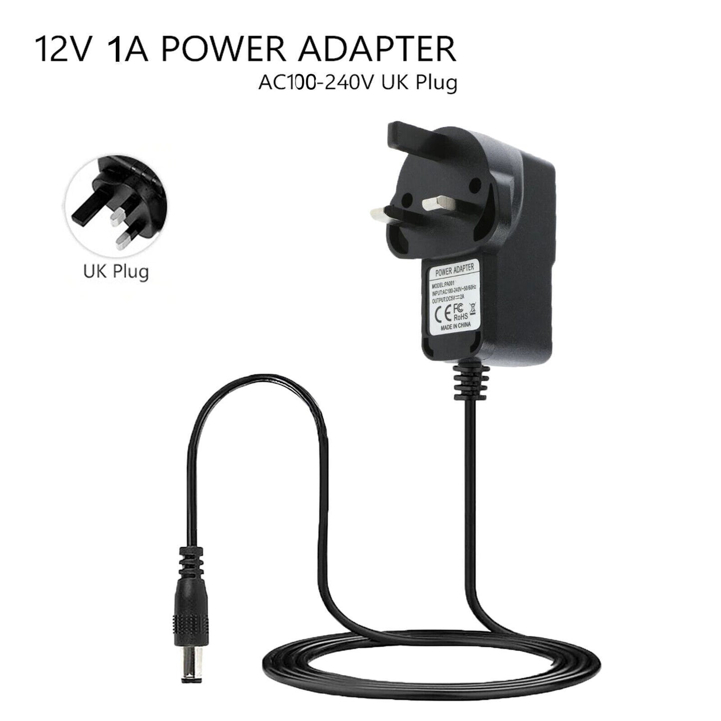 12V 1A AC -DC Adapter Charger Power Supply UK Plug For LED Light CCTV Camera UK