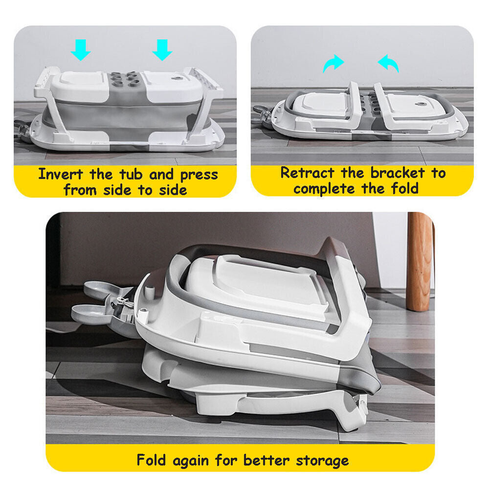 Baby Bath Tub Thermal Toddler Bathtub Portable Collapsible Shower With Cushion