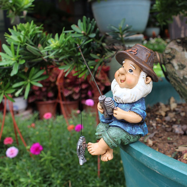 Creative resin ornaments for garden fishing sprites