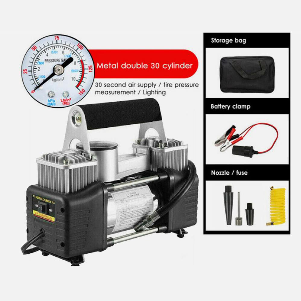Heavy Duty 12V Electric Car Tyre Inflator 150PSI Portable Air Compressor Pump Vehicle Inflatable Pump Tools with Pressure Gauge
