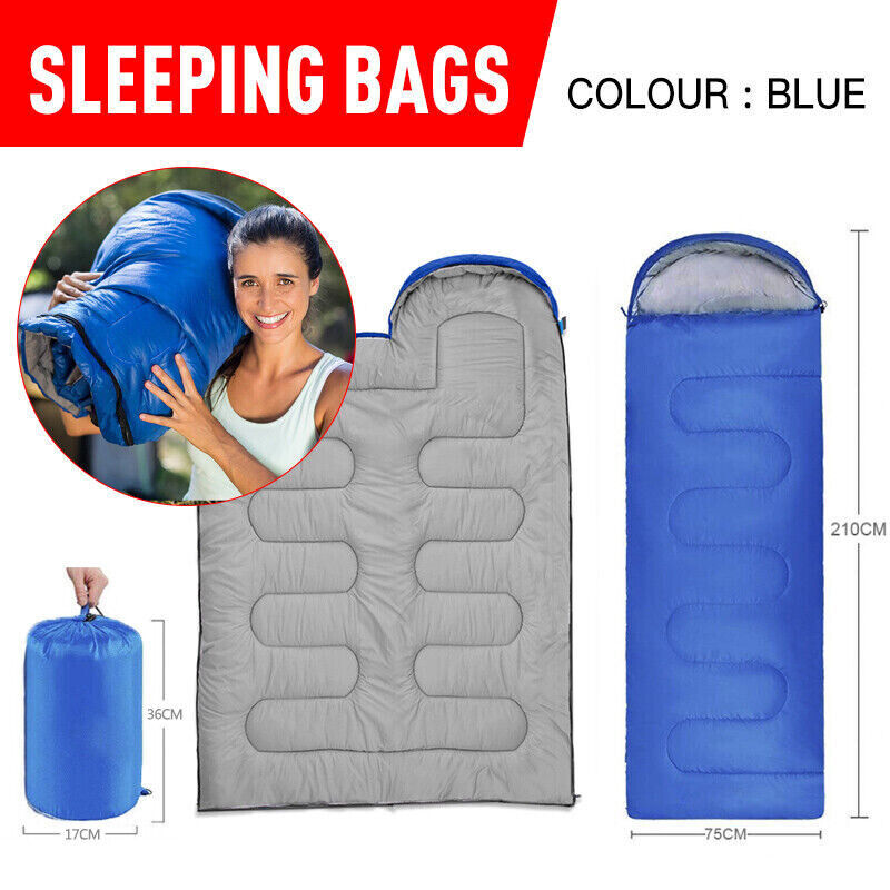 4 SEASON SINGLE SLEEPING BAGS CAMPING RECTANGULAR ENVELOPE ZIP UP KIDSUK