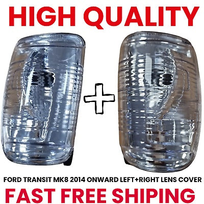 FOR FORD TRANSIT MK8 WING MIRROR INDICATOR LENS COVER LEFT RIGHT SET 2014 ONWA
