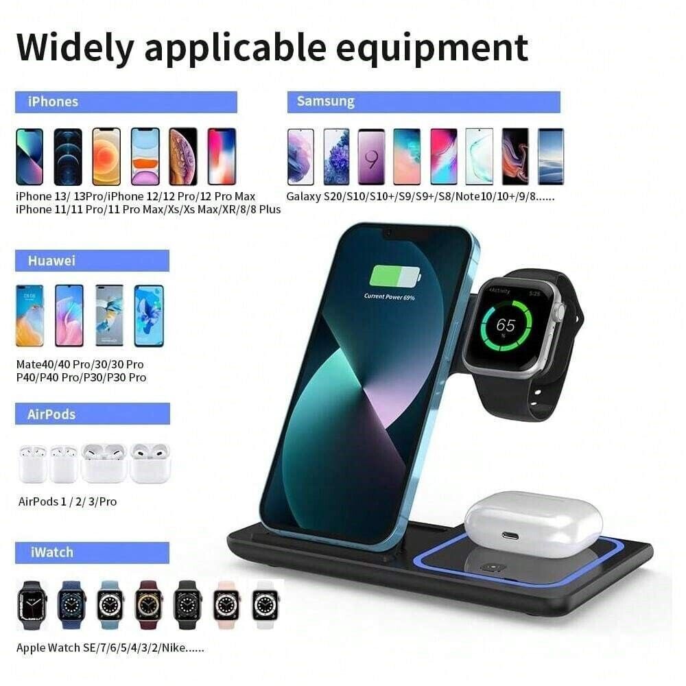 Wireless Charger 3in1 Fast Charger Dock For Watch Air Pods 16 15 14