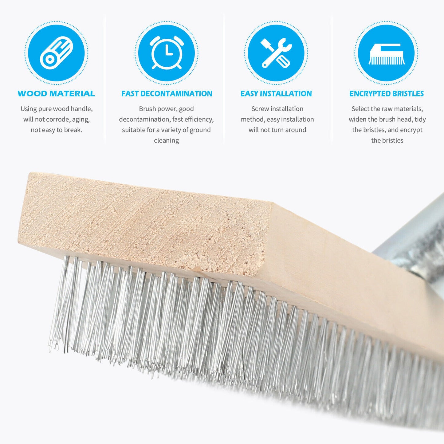 Wire Broom Head Metal Bristle Brush Outdoor Patio Cleaner Moss Algae Remover