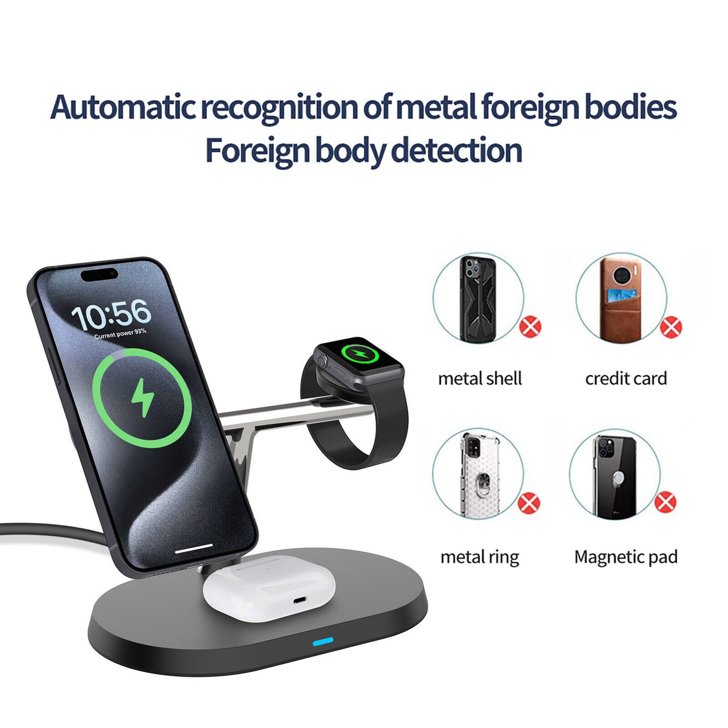 3in1 Magnetic Wireless Charger Stand For IWatch AirPod 15 14 13 16