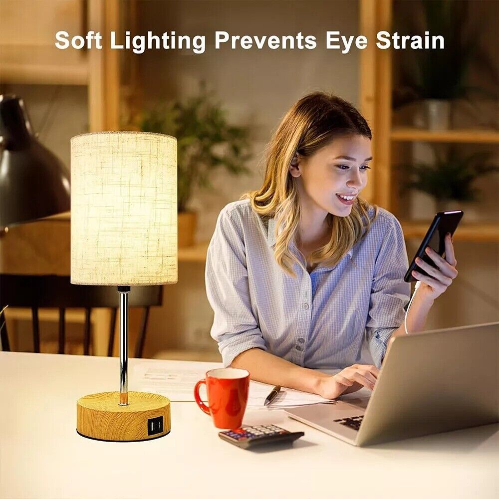 Touch Control Bedside Lamps, 3-Way Dimmable Table Lamp With USB Charging Ports