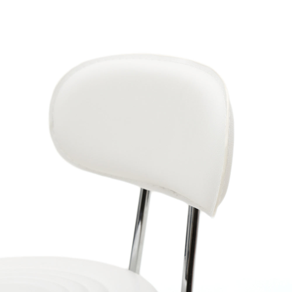 Round Shape Adjustable Salon Stool with Back and Line White