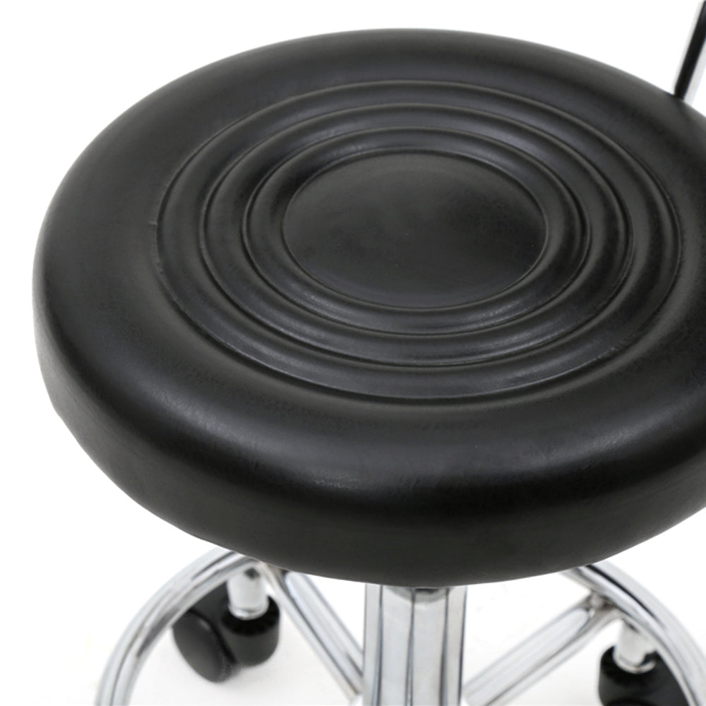 Round Shape Adjustable Salon Stool with Back and Line Black