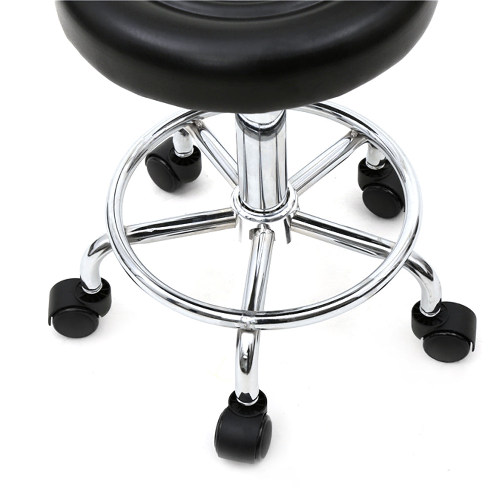 Round Shape Adjustable Salon Stool with Back and Line Black