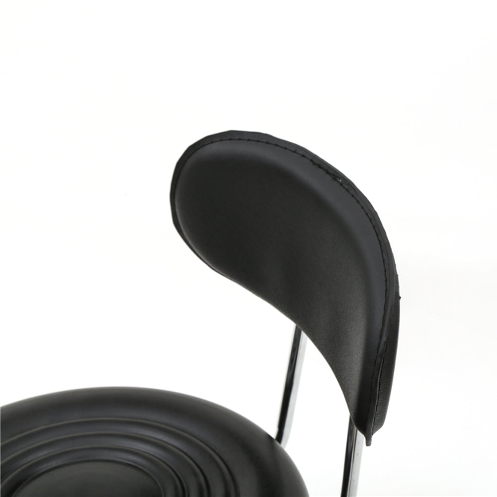 Round Shape Adjustable Salon Stool with Back and Line Black