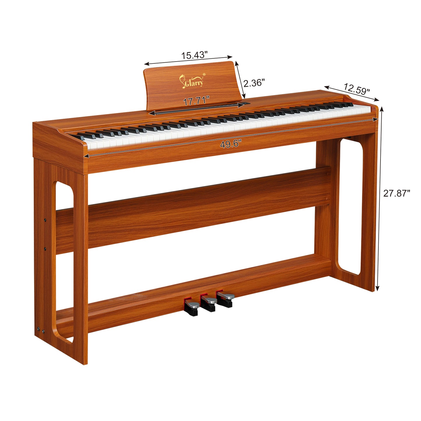 【Do Not Sell on Amazon】 GDP-104 88 Keys Full Weighted Keyboards Digital Piano with Furniture Stand, Power Adapter, Triple Pedals, Headphone, for All Experience Levels Walnut