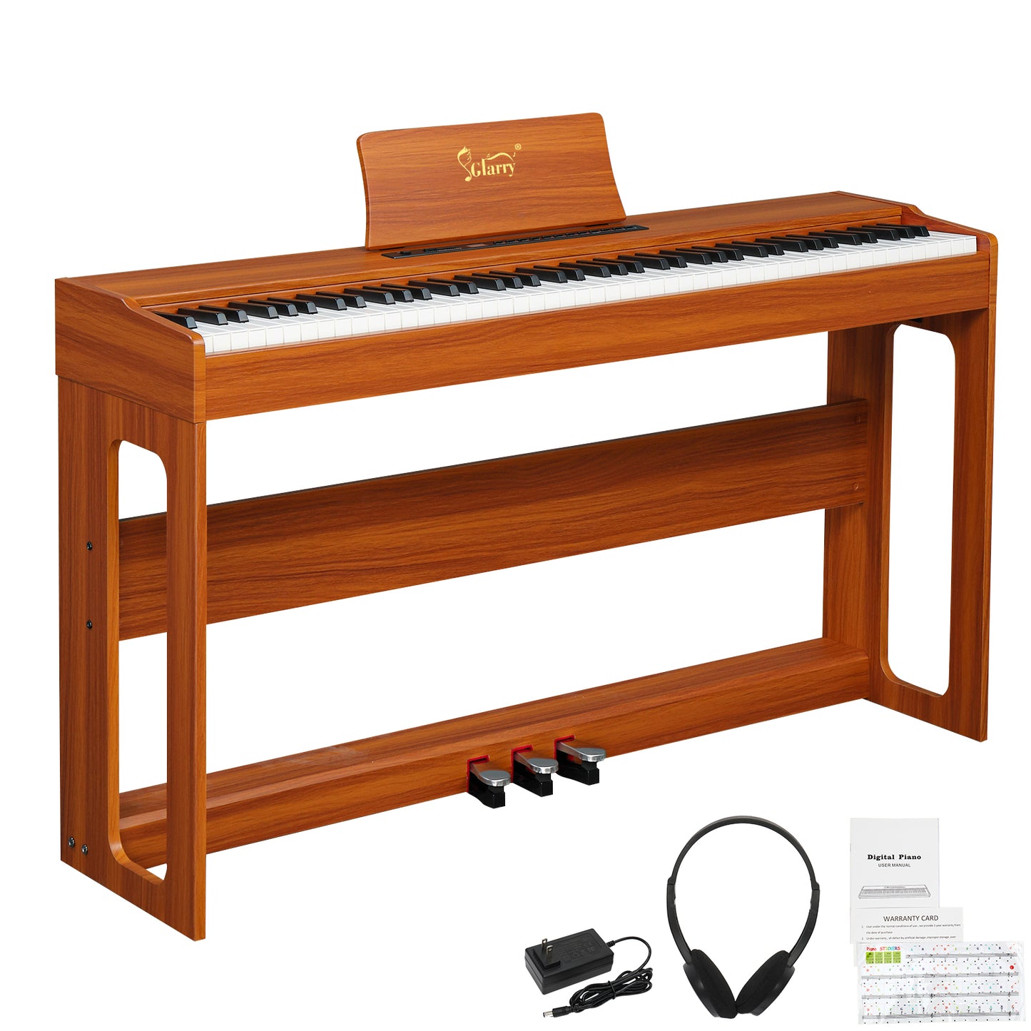 【Do Not Sell on Amazon】 GDP-104 88 Keys Full Weighted Keyboards Digital Piano with Furniture Stand, Power Adapter, Triple Pedals, Headphone, for All Experience Levels Walnut