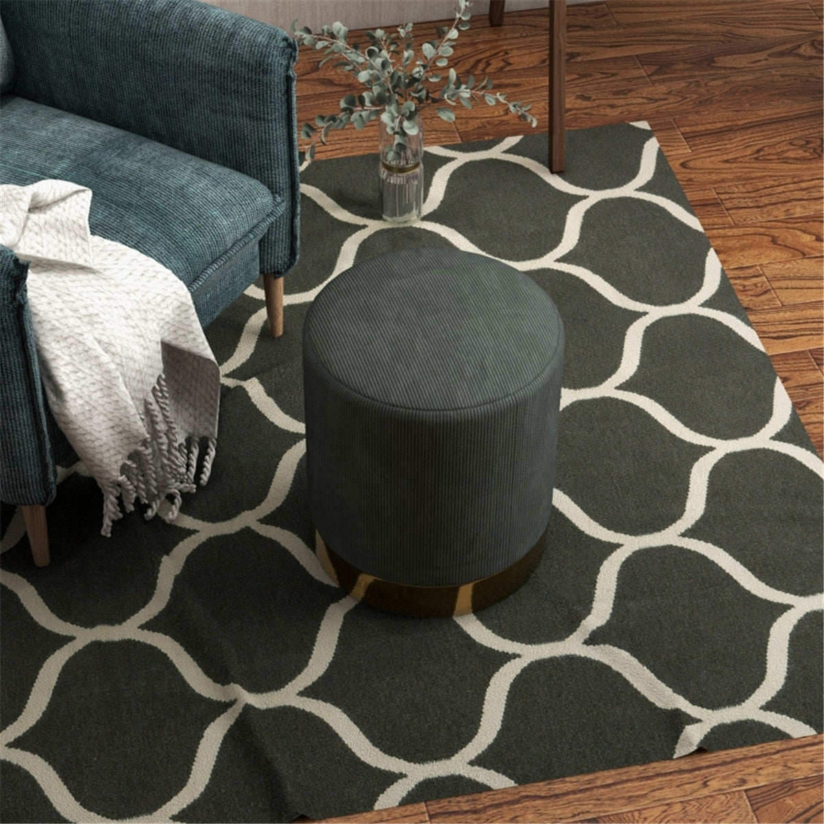 Round Ottoman, Upholstered Foot Stool