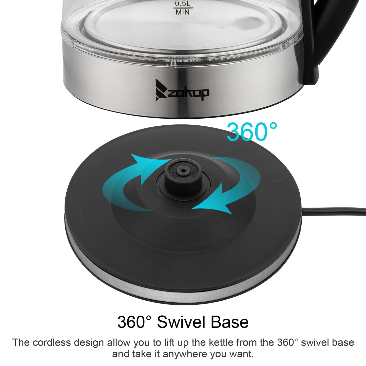 【Old Code:42128382】 HD-250 220V 2000W 2L Blue Glass Electric Kettle