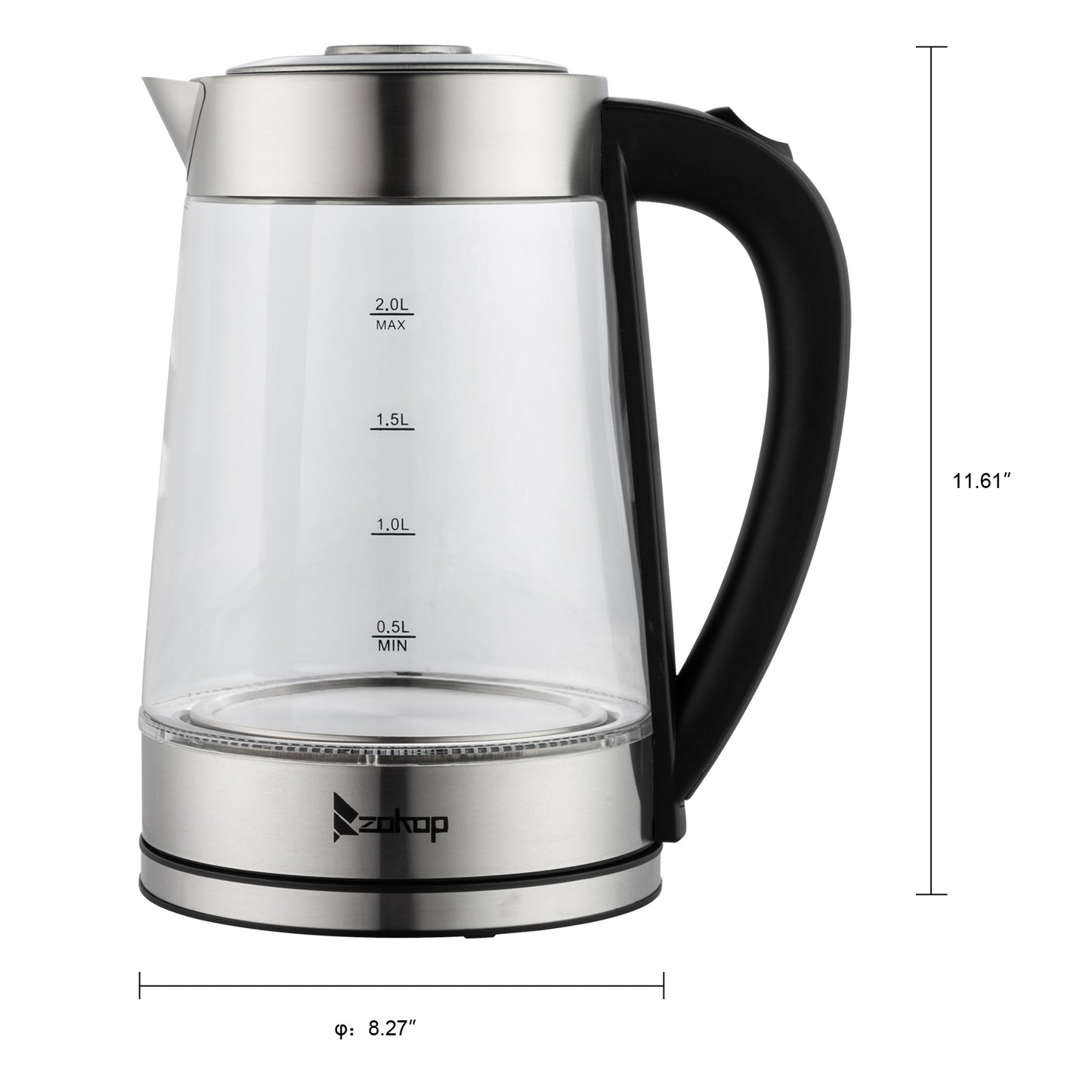 【Old Code:42128382】 HD-250 220V 2000W 2L Blue Glass Electric Kettle