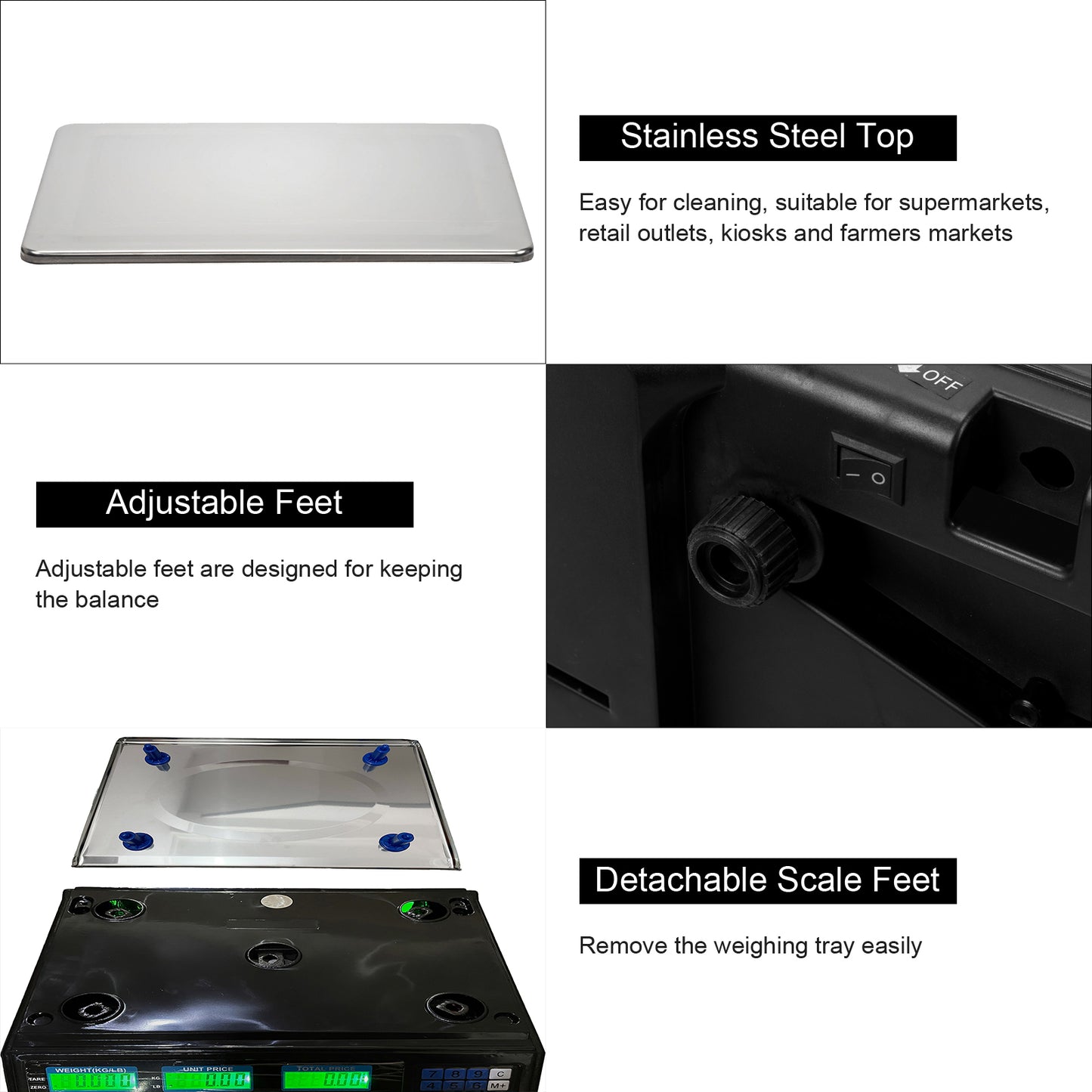 【Old code:17568532】ACS-30 40kg/5g Digital Price Computing Scale for Vegetable UK Plug Silver & Black