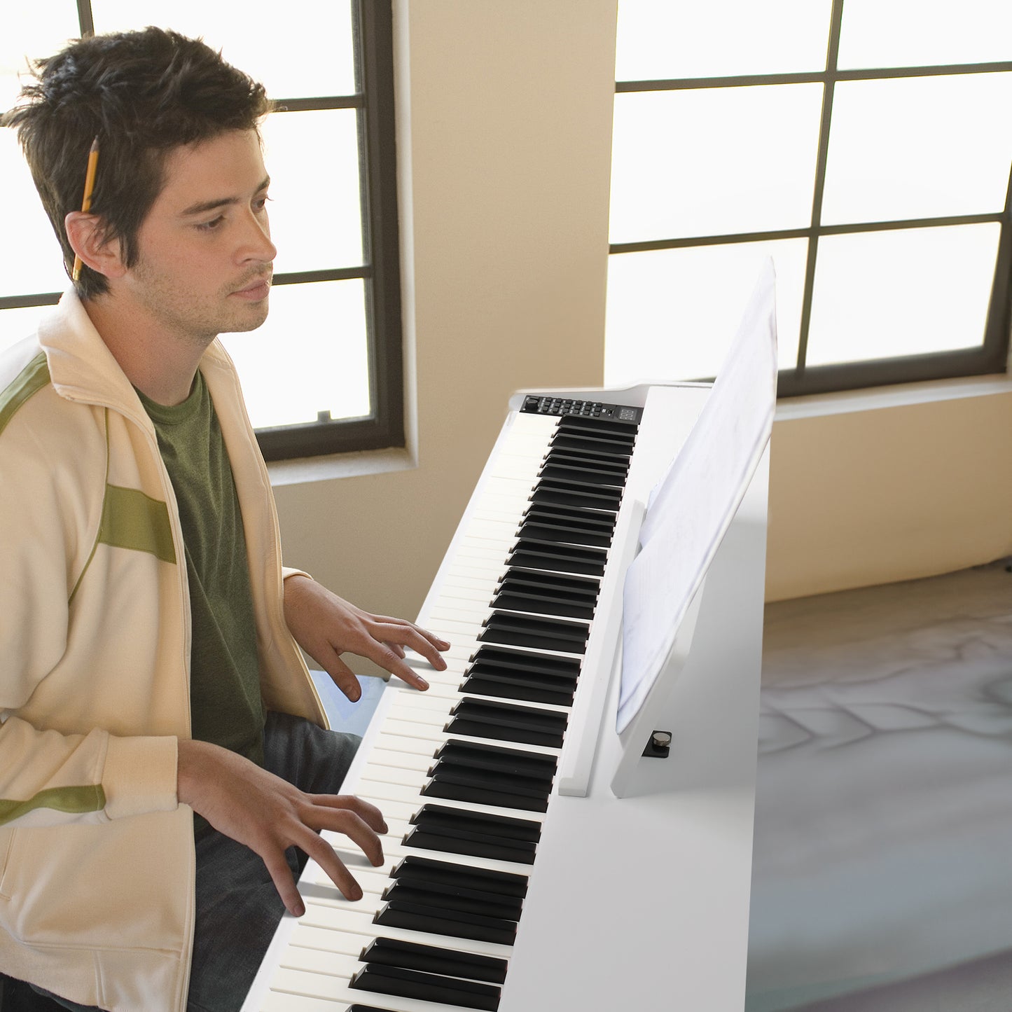 【Replace 60293400】GDP-203 88 Key Standard Full Weighted Keyboards Digital Piano with Metal Stand, Power Adapter, Triple Pedals, Headphone,for All Experience Levels White Color