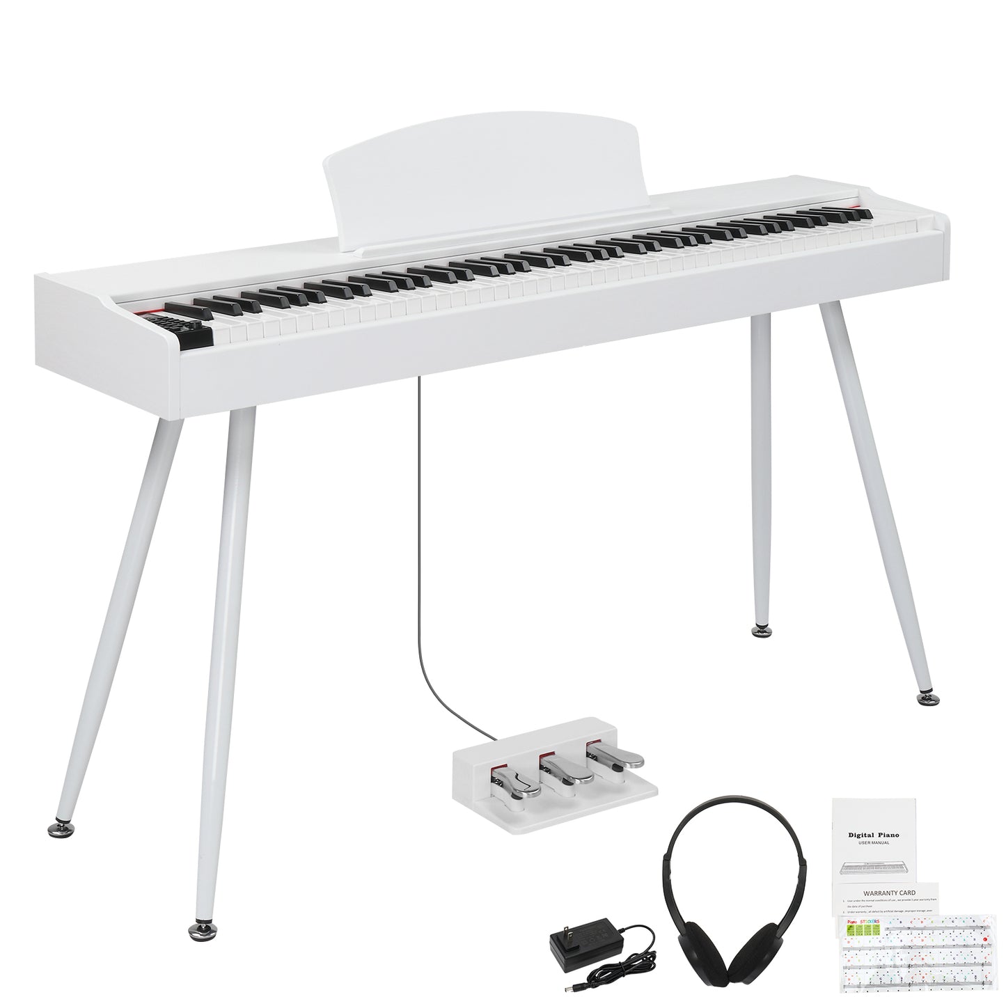 【Replace 60293400】GDP-203 88 Key Standard Full Weighted Keyboards Digital Piano with Metal Stand, Power Adapter, Triple Pedals, Headphone,for All Experience Levels White Color