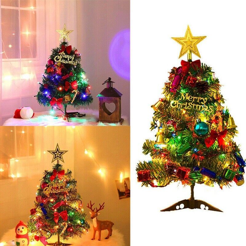 60 Long Tabletop Artificial Small Mini Christmas Tree W LED Lights Ornament