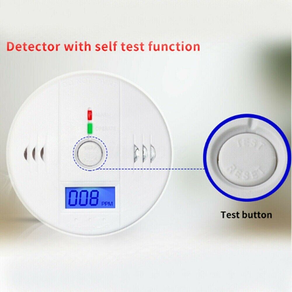 2x Carbon Gas Detector Warning Alarm Sensor LED Digital Battery Powered New 2024
