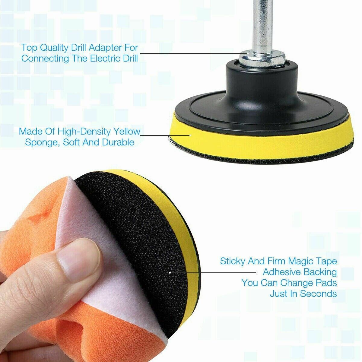 22 Car Polisher Gross Polishing Pads For Drill Sponge Buffer Waxing Buffing Kit