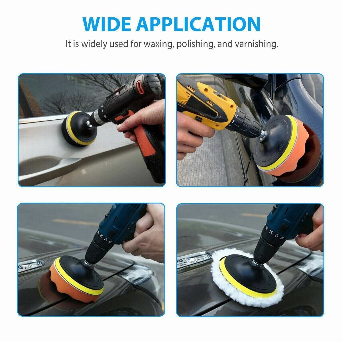 22 Car Polisher Gross Polishing Pads For Drill Sponge Buffer Waxing Buffing Kit