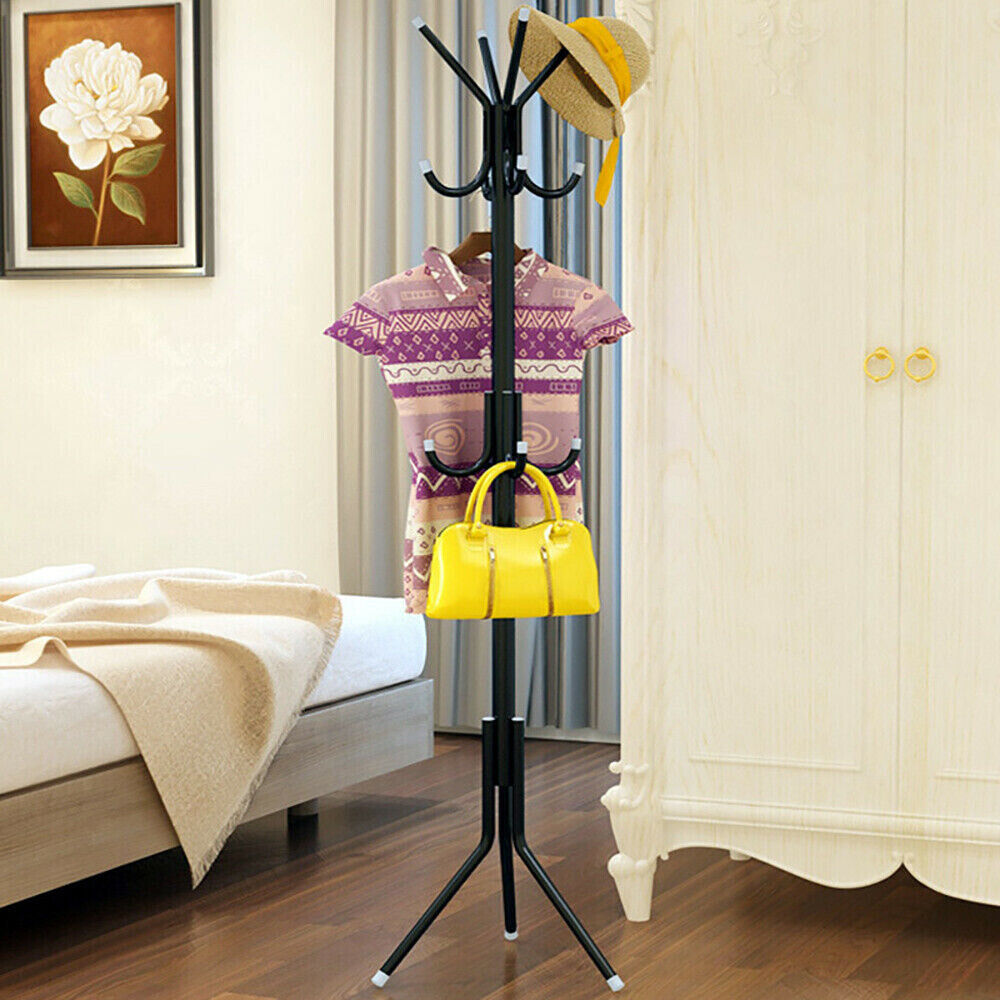 Coat Stand Coat Hat Jacket Umbrella Floor Standing Rack Clothes Hanger Hooks UK