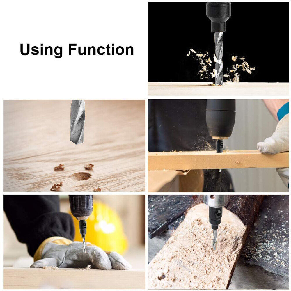 6PCS HSS Countersink Drill Bit Set Hex Shank Woodworking Pilot Screw Holes