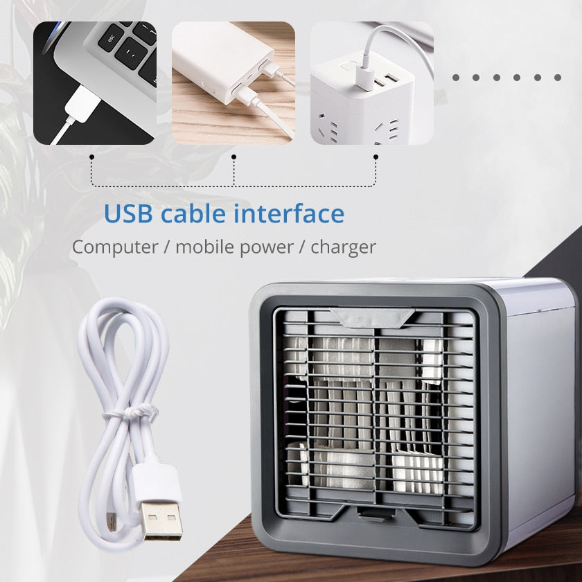 USB Mini Portable Air Conditioner Humidifier Purifier 7 Colors Light Desktop Air Cooling Fan Air Cooler Fan for Office Home