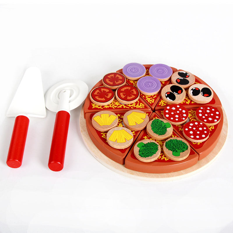 Wooden children's kitchen play house toys puzzle mushrooms pizza Christmas toy gifts