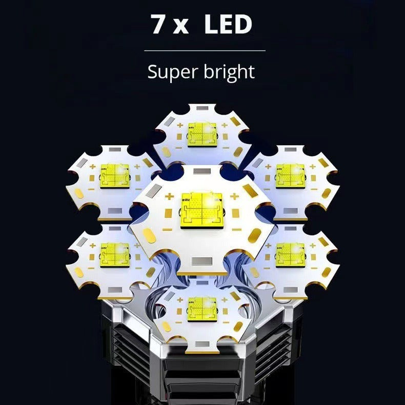 High Power LED Flashlight Powerful USB Rechargeable Torch Handheld Portable Outdoor Lamp Built-in Battery COB 7 LED Flashlights