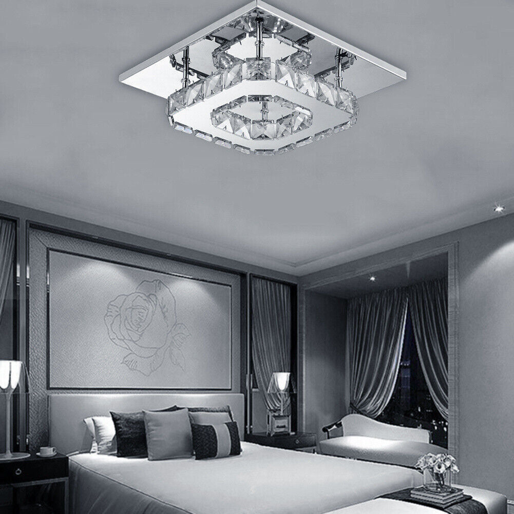 Crystal Ceiling Light LED Lamp Light Room Chandelier Living Pendant LED Square