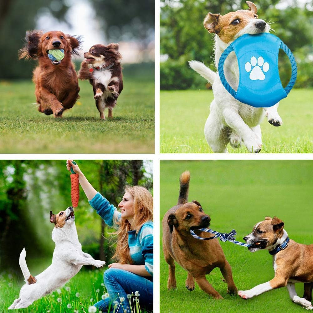 15X Tough Dog Toys Bundle Chew Rope Knot Ball Squeakers Pet Puppy Teething NEW