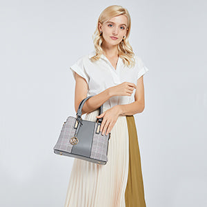Miss Lulu Handbag Women Retro Stripes Crossbody Bags Elegant Stitching Shoulder Bag Faux Leather