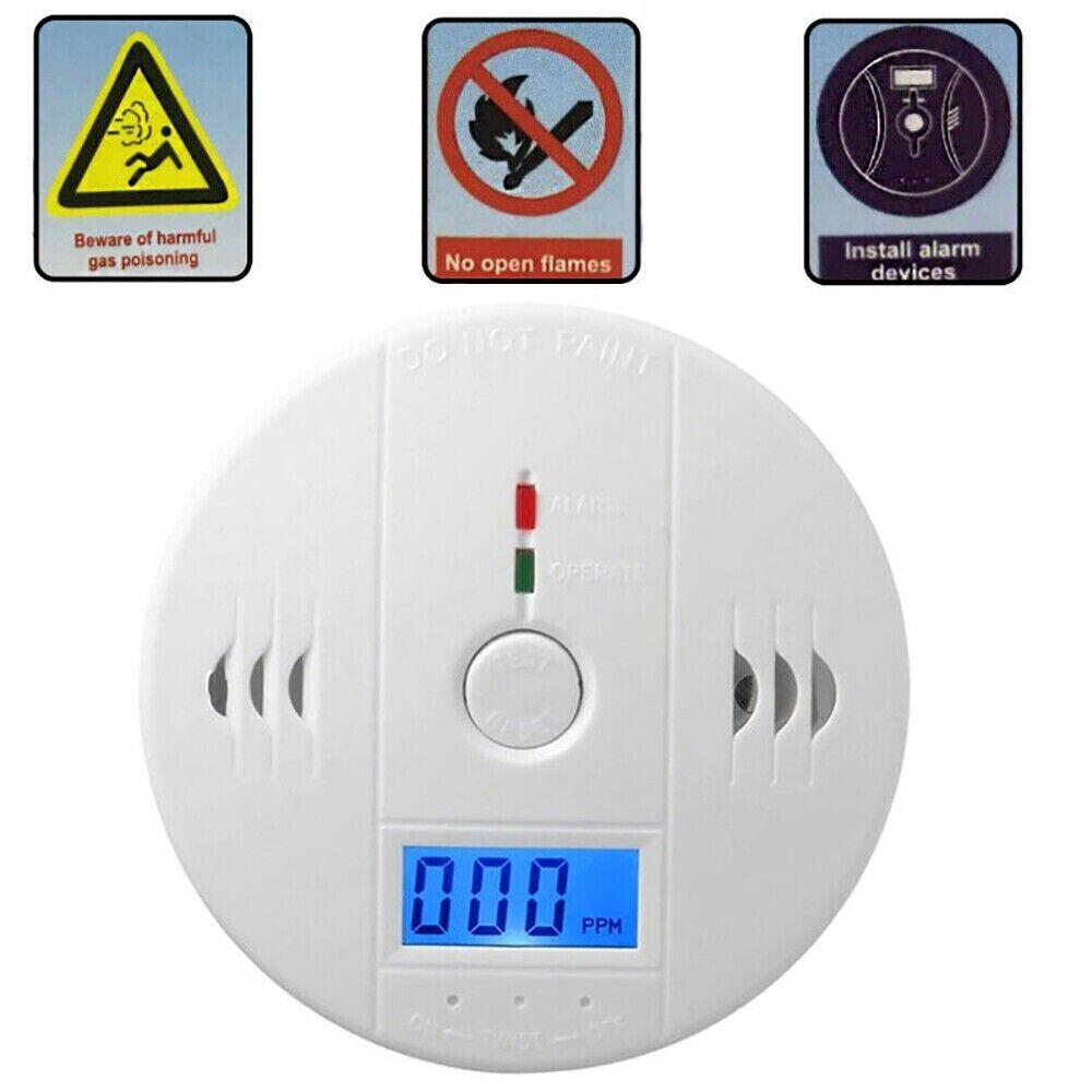 2x Carbon Gas Detector Warning Alarm Sensor LED Digital Battery Powered New 2024