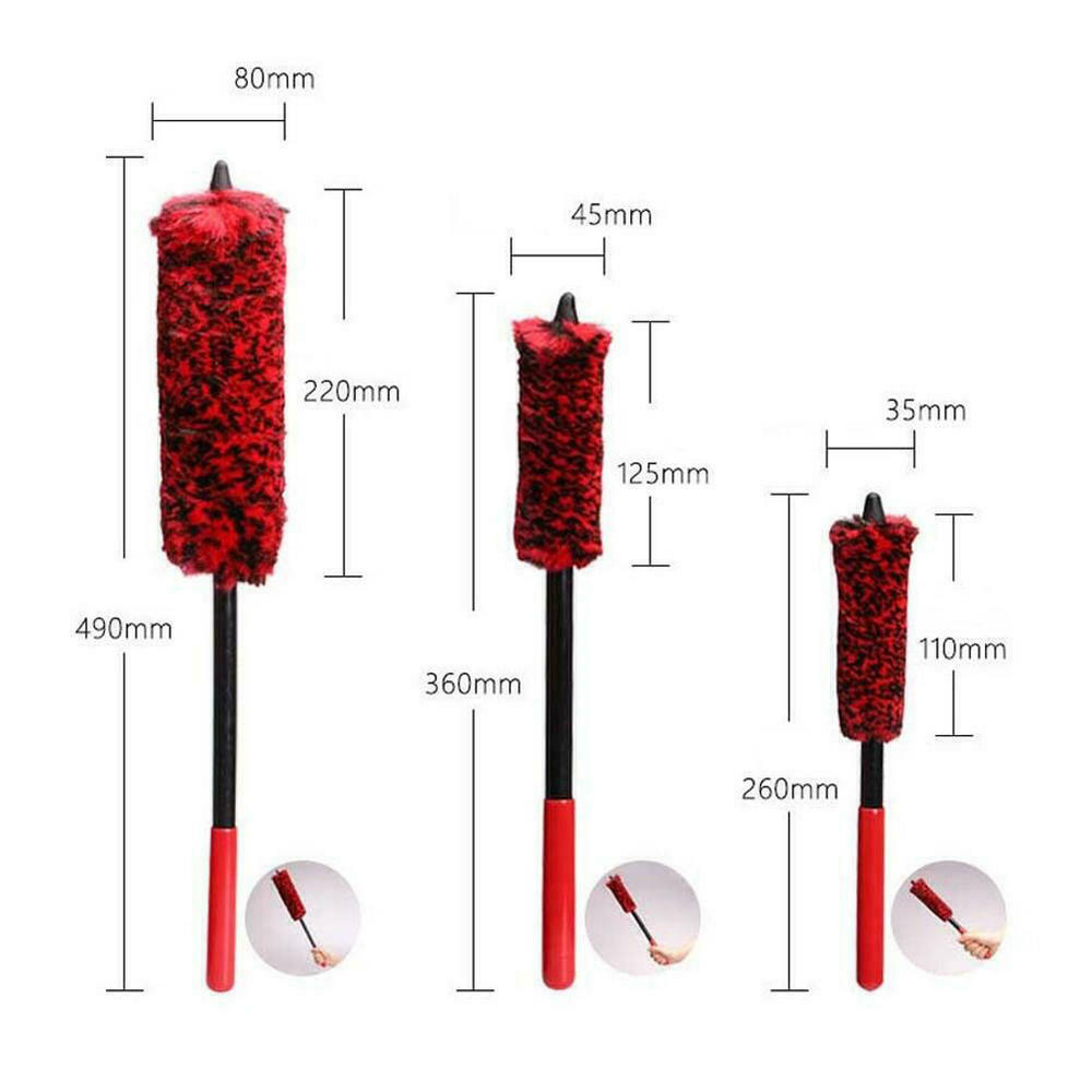 3X Set Wheel Woolies Luxury Super Plush Soft Alloy Wheel Cleaning Brush Kit UK
